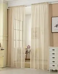 Produktbild: WOLTU Gardinen transparent mit Kräuselband 2er Set Vorhänge Leinenoptik Halbtransparent Voile Leinenvorhang Stores Fensterschal Dekoschal für Wohnzimmer Kinderzimmer Schlafzimmer, 140x245cm Sand