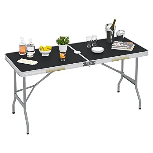 Produktbild: WOLTU Gartentisch Klappbar Alu Campingtisch Buffettisch Klapptisch für 6 Personen 150x60x69.5cm(LxBxH), Falttisch Partytisch zusammenklappbar für Garten, Terrasse und Balkon,Schwarz