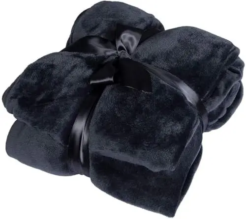 Produktbild: WOLTU Kuscheldecke Flauschig, Flanell Fleecedecke 150x200 cm XL Sofadecke Warm, Oeko-TEX Zertifiziert, Weiche Wohndecke Couch Blanket Sofaüberwurf, Schwarz