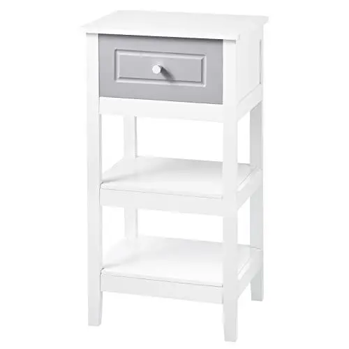 Produktbild: WOLTU Nachttisch schmal mit Schubladen und 2 Ablagen, Moderner Nachtschrank 38x28x71cm, Nachtkommode Beistelltisch Sofatisch für Schlafzimmer Wohnzimmer, Holz Weiß TS118ws