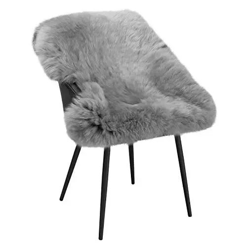 Produktbild: WOLTU Öko Lammfell Schaffell Teppich, Echtes Naturfell Weich Flauschig Wollteppich für Wohnzimmer Schlafzimmer Kinderzimmer als Bett-Vorleger oder Matte für Stuhl Sofa, Hellgrau, (100-110) x65cm