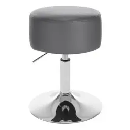 Produktbild: WOLTU Schminkhocker, Schminktisch Hocker, Barhocker rund, Design Hocker höhenverstellbar drehbar, Bürohocker Arbeitshocker Küchenhocker, gepolstert, Kunstleder, Grau, BH14gr-1