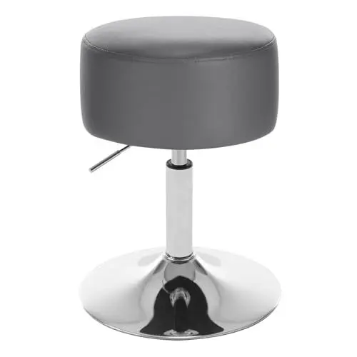 Produktbild: WOLTU Schminkhocker, Schminktisch Hocker, Barhocker rund, Design Hocker höhenverstellbar drehbar, Bürohocker Arbeitshocker Küchenhocker, gepolstert, Kunstleder, Grau, BH14gr-1