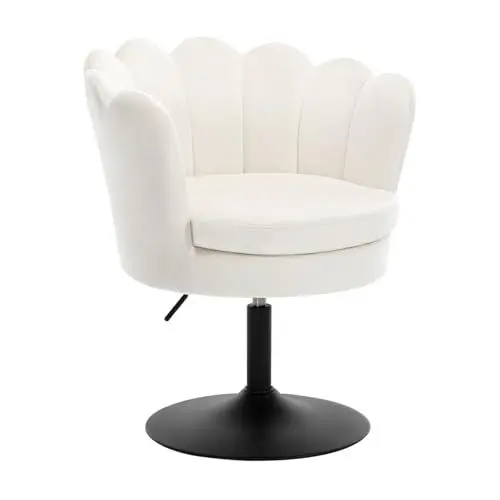 Produktbild: WOLTU Schminktisch Stuhl Blumenform, Schminkstuhl mit Lehne, Esszimmerstuhl höhenverstellbar, Barstuhl 360° drehbar, Drehhocker 150 kg belastbar, runder Hocker, mit Samtbezug, Beige, BH420be-1
