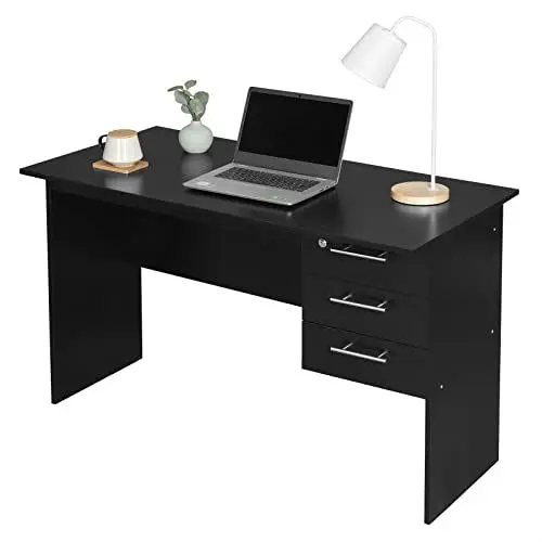 Produktbild: WOLTU Schreibtisch mit 3 Schubladen, Computertisch Schwarz, 120x60cm Bürotisch PC Tisch, Kinder Arbeitstisch, für Arbeitszimmer Schlafzimmer Wohnzimmer