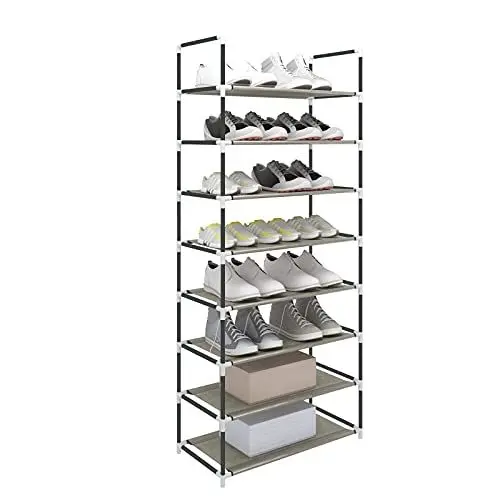 Produktbild: WOLTU Schuhregal Schuhablage Schuhständer Steckregal, XXL 8 Schichte Stoffregal Schuhschrank für 24 Paar Schuhe, Grau 60x29x140 cm