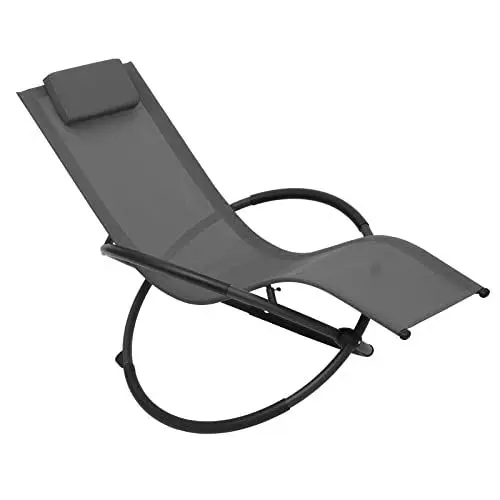 Produktbild: WOLTU Sonnenliege Gartenliege Schwingliege klappbare Relaxliege Liegestuhl, bis 160KG belastbar, atmungsaktiver Textilenbezug, für Garten und Terrasse, Grau
