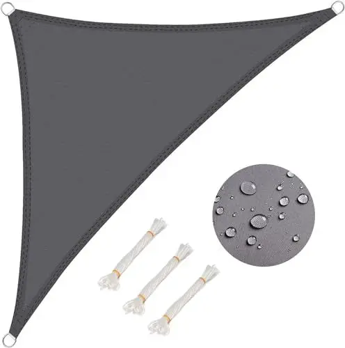 Produktbild: WOLTU Sonnensegel Dreieck 3,6x3,6x5,1m Grau wasserabweisend Sonnenschutz Polyester Windschutz mit UV Schutz für Garten Terrasse Camping