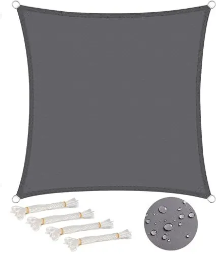 Produktbild: WOLTU Sonnensegel Quadrat 4x4m Grau wasserabweisend Sonnenschutz Polyester Windschutz mit UV Schutz für Garten Terrasse Camping