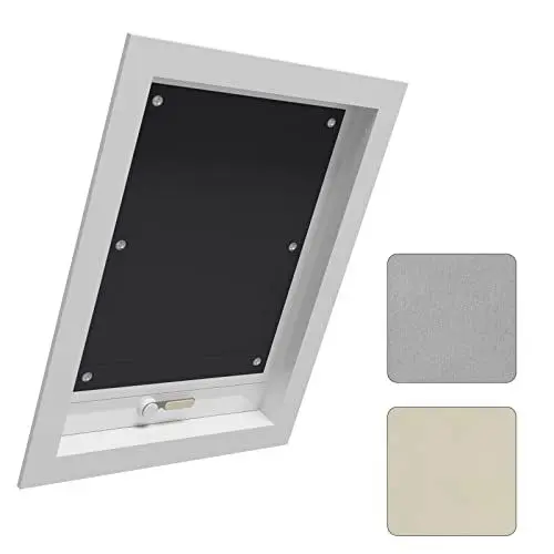 Produktbild: WOLTU Thermo Dachfenster Rollo ohne Bohren Sonnenschutz Verdunkelungsrollo mit Saugnäpfen, Thermorollo Hitzeschutz für Velux- und Roto-Fenster F04 / 204, Schwarz 48x73 cm