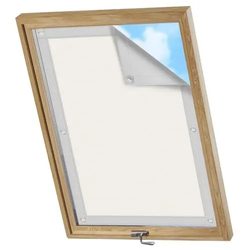 Produktbild: WOLTU Thermo Dachfenster Rollo ohne Bohren Sonnenschutz Verdunkelungsrollo mit Saugnäpfen, Thermorollo Hitzeschutz für Velux- und Roto-Fenster S06 / 606, Beige 96x93 cm