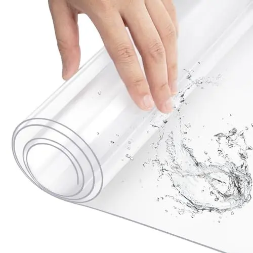 Produktbild: WOLTU Tischfolie 1 mm aus PVC Glasklar Hochglanz Tischdecke Transparent Wasserdicht Abwaschbar Tischschutz Folie für Tisch Rechteckig 90x160cm