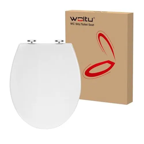 Produktbild: WOLTU Toilettendeckel, WC Sitz Toilettensitz mit Absenkautomatik, Toilettensitz aus Kunststoff, Fast Fix(Schnellbefestigung), Softclose Scharnier, Antibakteriell Oval