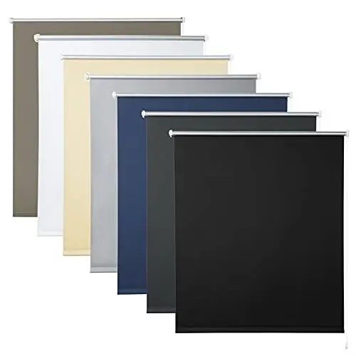 Produktbild: WOLTU Verdunklungsrollo ohne Bohren Schwarz 100x210cm (BxH), Thermorollo Klemmfix Fensterrollo Seitenzugrollo easyfix Verdunkelung Rollos Sichtschutz und Sonnenchutz, Klemmrollo für Fenster & Tür