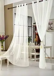 Produktbild: WOLTU Vorhänge Gardinen mit Ösen 2er Set Transparente Stores Gardinen aus Voile Durchsichtige Ösenvorhänge Fensterschal Creme 140x225 cm (BxH) für Wohnzimmer Schlafzimmer Kinderzimmer