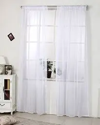 Produktbild: WOLTU Vorhänge mit Kräuselband Stores Gardinen Weiß kurz transparent 140x245cm (BxH), Gardinen Fensterschals Voile für Wohnzimmer Schlafzimmer Kinderzimmer (1 Stück)