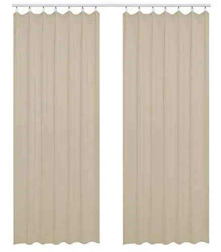 Produktbild: WOLTU Vorhang Blickdicht Gardinen mit Kräuselband für Schiene, 2er Set Leichte & weiche Verdunklungsvorhänge wärmeisolierend Thermovorhang Kälteschutz für Wohnzimmer Schlafzimmer, 135x225cm Sand