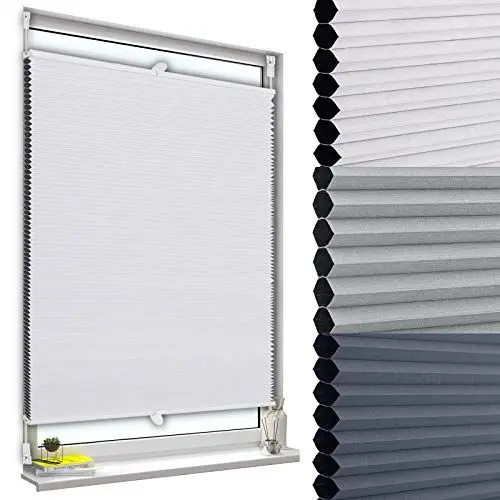 Produktbild: WOLTU Wabenplissee ohne Bohren Verdunklung Thermo Doppelplissee Klemmfix Zweifarbig 60x130cm Weiß-Weiß, Plissee Faltrollo Sonnen-, Sicht- & Schallschutz, Jalousie Plisseerollo für Fenster & Tür