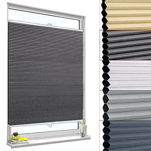 Produktbild: WOLTU Wabenplissee ohne Bohren Verdunklung Thermo Doppelplissee Klemmfix Zweifarbig 90x120cm Dunkelgrau-weiß, Plissee Faltrollo Sonnen-, Sicht- & Schallschutz, Jalousie Plisseerollo für Fenster & Tür