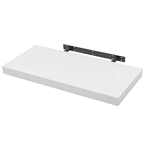Produktbild: WOLTU Wandboard Wandregal CD DVD Regal Bücherregal Schweberegal Holz Board 100x22.9x3.8cm Weiß für Büro, Wohnzimmer, Schlafzimmer, Küche RG9317ws