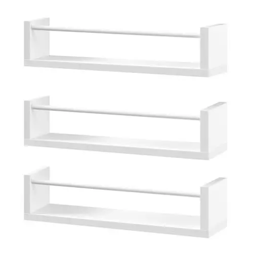 Produktbild: WOLTU Wandregal Bücherregal, Schweberegale mit 3 Ablagen, Regale für Buchaufbewahrung, für Wohnzimmer Schlafzimmer, Weiß, RG9508ws