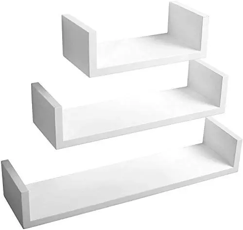 Produktbild: WOLTU Wandregal CD DVD Regal Bücherregal Wandboard 3er Set Retro Hängeregal, in U Form,Weiß,26x6x9.7cm,34x7.5x9.7cm,42x9x9.7cm,Gewichtsbegrenzung 10 Kilogramm,RG9311ws