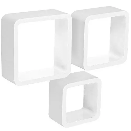 Produktbild: WOLTU Wandregal Cube CD Regal 3er Set Hängeregal Würfel Dekoregal Schweberegal, weiß RG9236ws