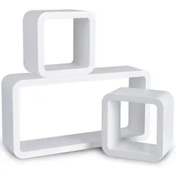 Produktbild: WOLTU Wandregal Cube Regal 3er Set Würfelregal Hängeregal, weiß Quadratisch Schwebend Design 9210