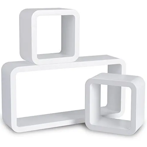 Produktbild: WOLTU Wandregal Cube Regal 3er Set Würfelregal Hängeregal, weiß Quadratisch Schwebend Design 9210