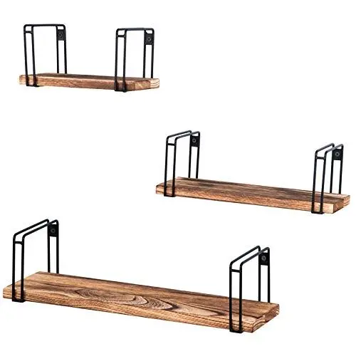 Produktbild: WOLTU Wandregal Schweberegal Hängeregal Bücherregal Wohnzimmer Schlafzimmer 3er Set CD DVD Regal U-Form Holz&Metall RG9355ei