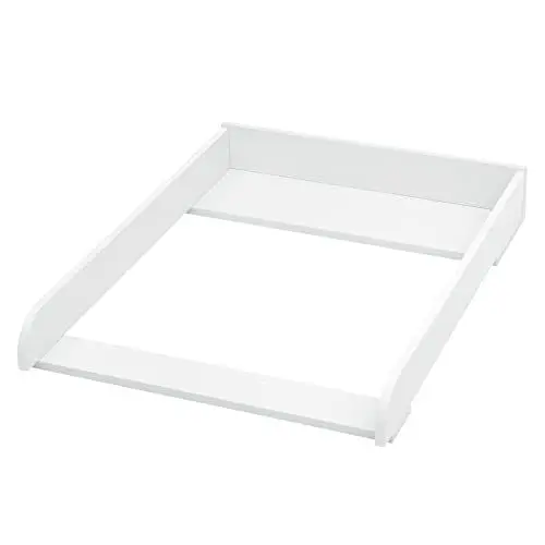 Produktbild: WOLTU Wickelaufsatz, Wickelkommode Aufsatz 60x10x80 cm, Wickelbrett für Kommode 46,5-50 cm tief, Wickeltischaufsatz mit 2 Kippschützen, MDF, Weiß