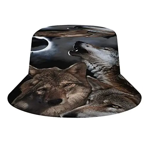 Produktbild: Wolves Galaxy Black Lunar Eclipse Bucket Hat Sommerhüte für Damen Herren, Unisex Strand Sonnenhut Outdoor Sports Travel Hat