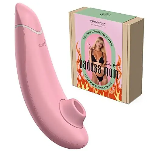 Produktbild: Womanizer Premium Eco by Bonnie Strange Auflege-Vibrator für Sie, Smart Sex-Toy aus ökologisch abbaubarem Material, Klitoris-Sauger mit 12 Intensitätsstufen (Rose)