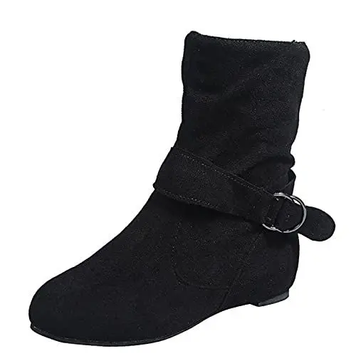 Produktbild: Women Schuh Stiefel Kinder DamengummiStiefel Mode Chunky Stiefel Heels Schuhe Kurze atmungsaktive Damen Reißverschluss Hohe Damenstiefel Stiefel Herren 42 Line Dance Schuhe Damen Stiefel (Black, 37)