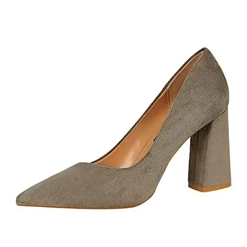 Produktbild: Womens Court Shoes Dress High Heel Closed Toe Heels Heels Closed Round Toe Chunky Block Pumps Shoes Stilettos Smart Office Formal Work Party Occasion Heeled D-131