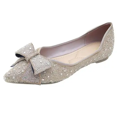 Produktbild: Women's Flat Shoes Spring and Autumn Style Lightweight Pointed Shallow Mouth Soft Bottom Bow Single Shoes Daily Dating Commuting Boat Shoes Large Size Ballet Shoes Flat Jack Damen Schuhe (Purple, 35)