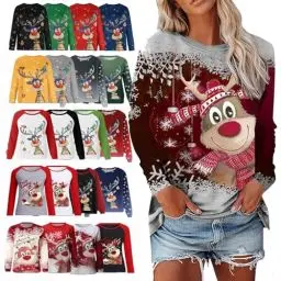 Produktbild: Women's Jumpers, Schlafanzug Damen Weihnachten, weihnachtshoodie Herren, Kinder, Christmas Sweater Kids, Hoodie Herren Oversize, Weihnachtspullover Herren Ugly