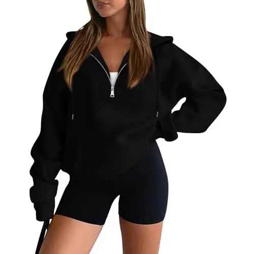 Produktbild: Women's Jumpers Weihnachtspullover Mantel Damen Damen Hoody Pullover Strick Damen Hoodies Lang für Damen Kuschel Pullover Damen Cordjacke Damen Los Angeles Tshirt Uebergrosser Schwarz L