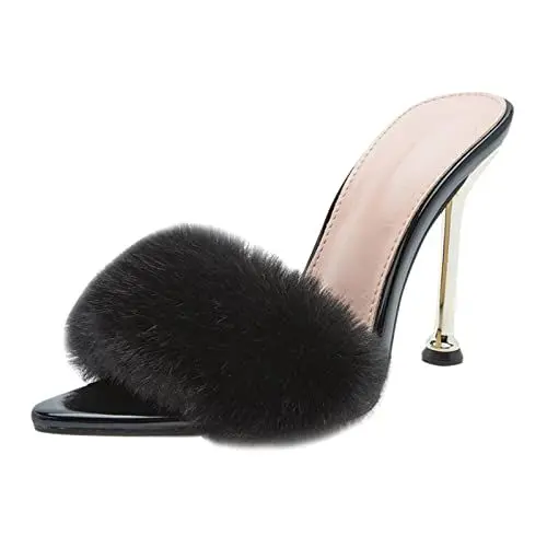 Produktbild: Womens Open Toe Sandal Feather Strappy High Heel Shoes High Heels Sexy Sandals Slippers Court Shoes Dress High Heel Stilettos Wedding Party Work Pumps D-125