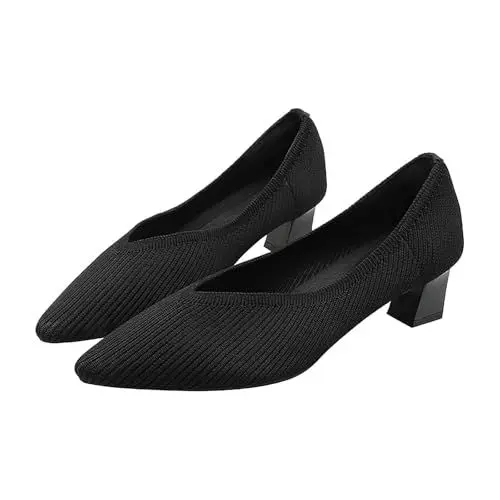 Produktbild: Womens Pumps Closed Toe Chunky Heels Square Toe Low Block Heels Work Pumps Shoes Casual Daily Wear Pumps Court Shoes Dress High Heel Stilettos Wedding Party Work Pumps D-110