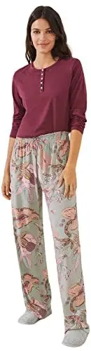 Produktbild: Women'secret Damen Lange Viskose-Stoff mit Gaston und Daniela-Aufdruck Hose, Grün (Green Print), S