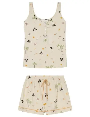 Produktbild: Women'secret Damen Pijama 100% Algodón Estampado Mickey Schlafanzug, Ecru Print, L