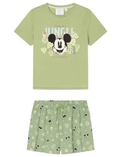 Produktbild: Women'secret Damen Pijama 100% Algodón Verde Mickey Pyjamaset, Avocado Green, XL
