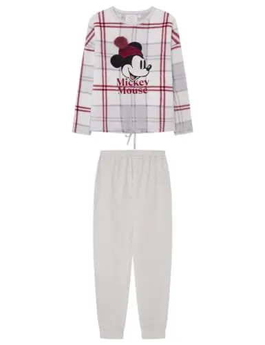 Produktbild: Women'secret Damen Pijama Largo Pelo Esponjoso Mickey Mouse Pyjamaset, grau, 42
