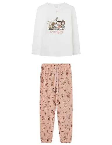 Produktbild: women'secret Damen Pyjama Pyjamaset, elfenbeinfarben, 46