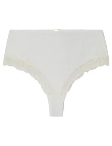 Produktbild: women'secret Damen Slip aus elfenbeinfarbener Baumwolle und Spitze mit vollständ Dessous, elfenbeinweiß, 42