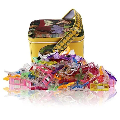 Produktbild: Wonder Clips-Packung mit 100 Pieces Mehrzweck Nähen Clips Craft Zubehör zum Nähen, Quilten, Häkeln, Basteln und Stricken, Tin Box-Paket