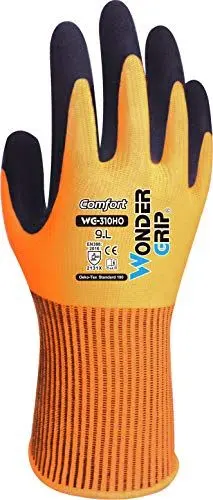 Produktbild: Wonder Grip WG-310HO Comfort - Arbeitshandschuhe herren, doppelte Latexbeschichtung, Gartenhandschuhe, Schutzhandschuh, Anti-Rutsch, gr M / 8 Orange