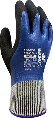 Produktbild: Wonder Grip WG-538 Freeze Flex Plus - Ölbeständiger Arbeitshandschuh mit Frostschutz und dreifacher Nitrilbeschichtung·· Anti-Rutsch Schutzhandschuhe für sicheres Greifen·· M / 08, Blau