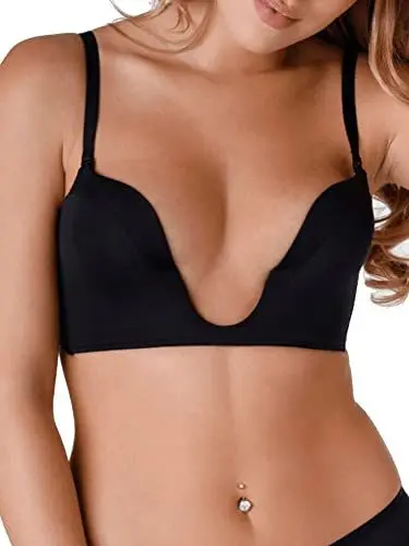 Produktbild: Wonderbra Damen ULTIMATE PLUNGE Push-Up BH mit tiefem Ausschnitt , Plunge Braschwarz, 75D